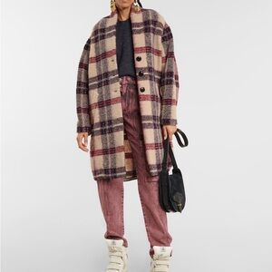 Isabel Marant Étoile Gabriel checked wool-blend collarless coat.